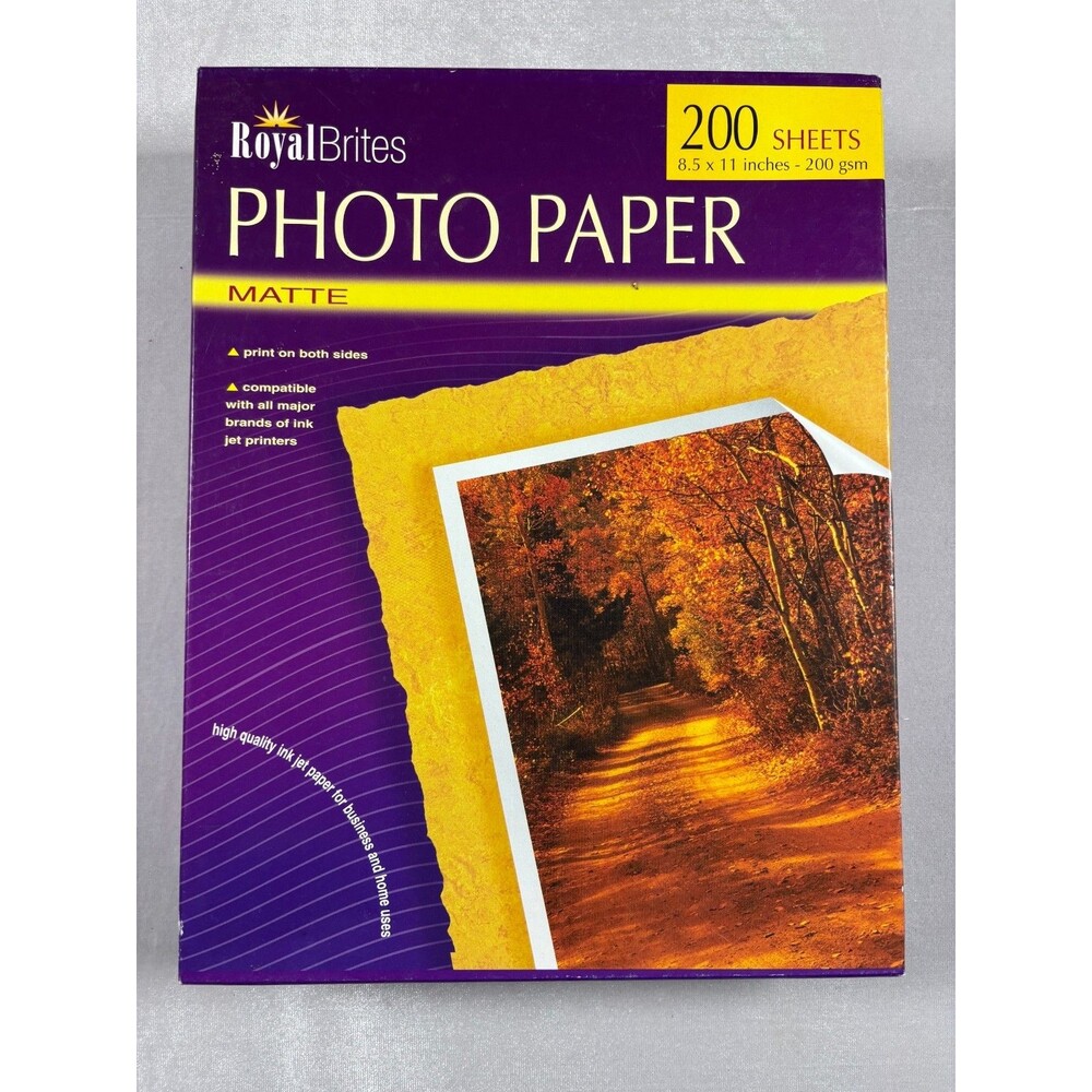Royal Brites Matte Photo Paper 8.5x11 200gsm Inkjet Open Box Nearly Full